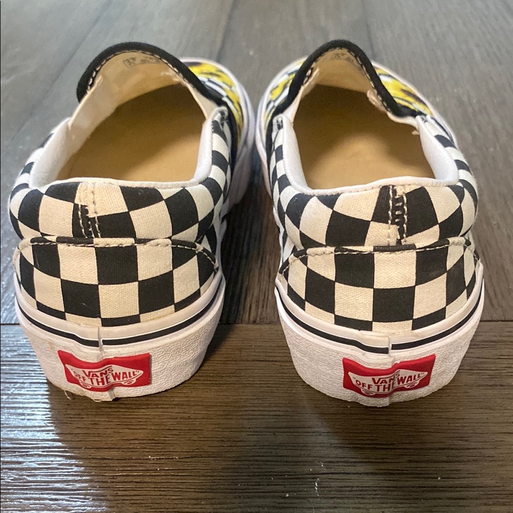 Vans Customs Black and White with Yellow Sunflower Checkerboard Sneakers (78) - Picture 4 of 13
